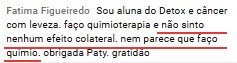 Print do depoimento da Fatima Figueiredo